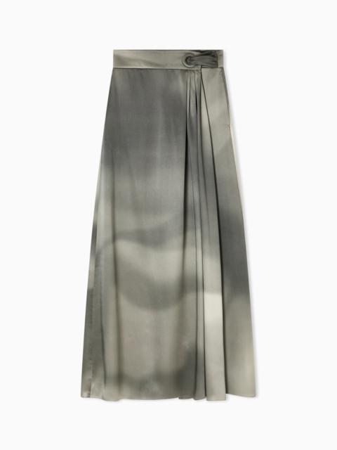 GIORGIO ARMANI LONG SKIRT IN PRINTED SILK SATIN