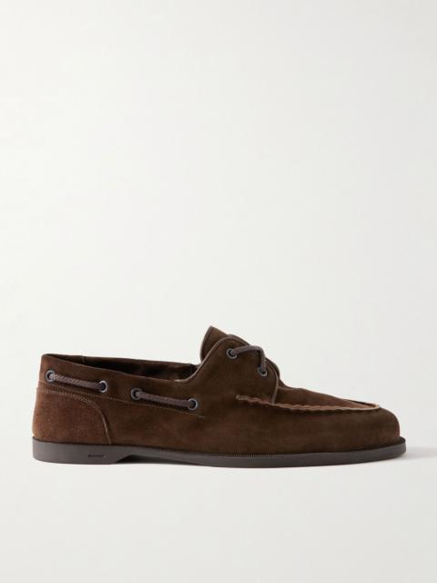 John Lobb Foil Suede Boat Shoes Brown