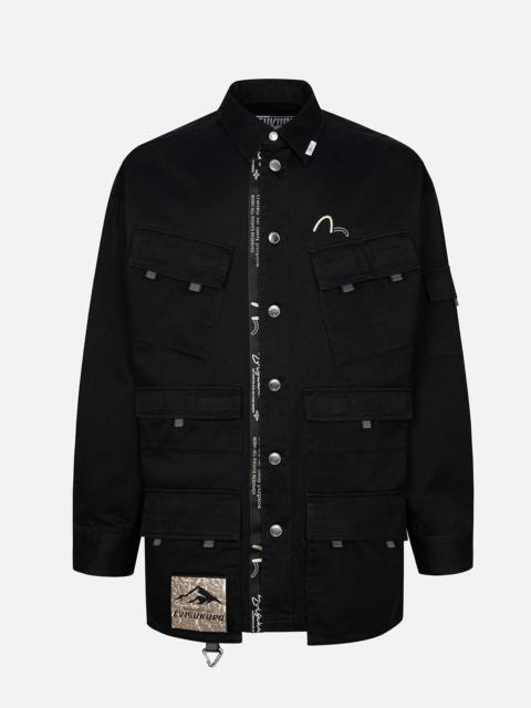 EVISU Multi Pockets Washed Loose Fit Shirt Jacket