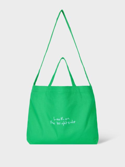 Paul Smith Green Cotton-Canvas Quote Tote Bag