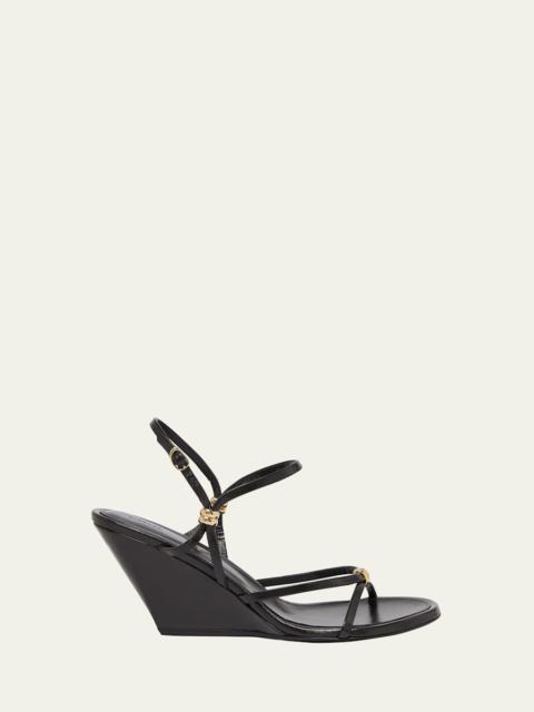 Proenza Schouler Coil Buckle Ankle-Strap Leather Wedge Sandals
