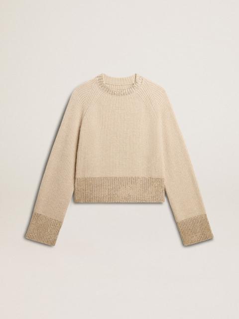Golden Goose Women's boxy sweater in wool with hotfix crystal decoration