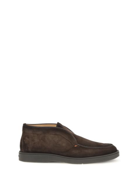Santoni Santoni Suede Slip-on Ankle Boots Dark Brown