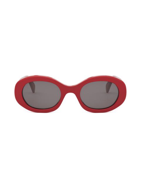 CELINE CELINE Triomphe 52mm Oval Sunglasses in Red/Smoke at Nordstrom