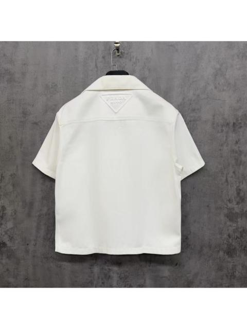 Prada Prada Embossed Triangle Logo Denim Short-Sleeve Shirt