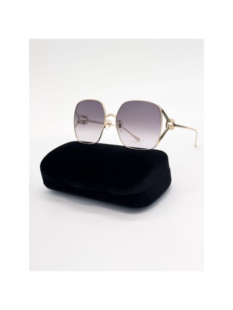 GUCCI NEW GUCCI SUNGLASSES GG1323S 001 GOLD/GRAY OVERSIZED WOMEN