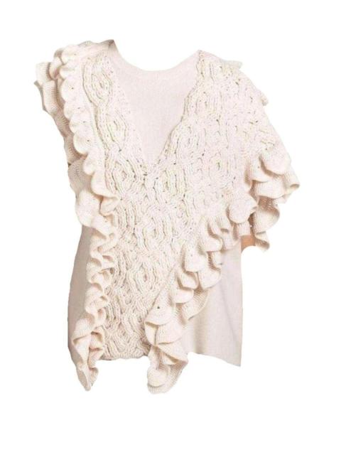Other Designers Wool Crochet Ruffle Sleeveless Knit Sweater Vest