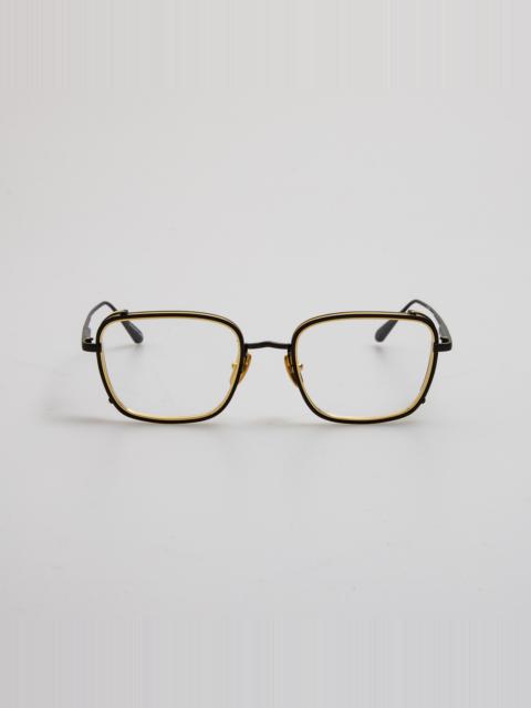 LINDA FARROW Ofer Rectangular Optical Frame in Matt Nickel and 22K Yellow Gold