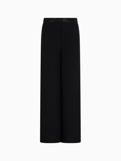 GIORGIO ARMANI SILK CADY TROUSERS WITH AN EMBROIDERED WAISTBAND