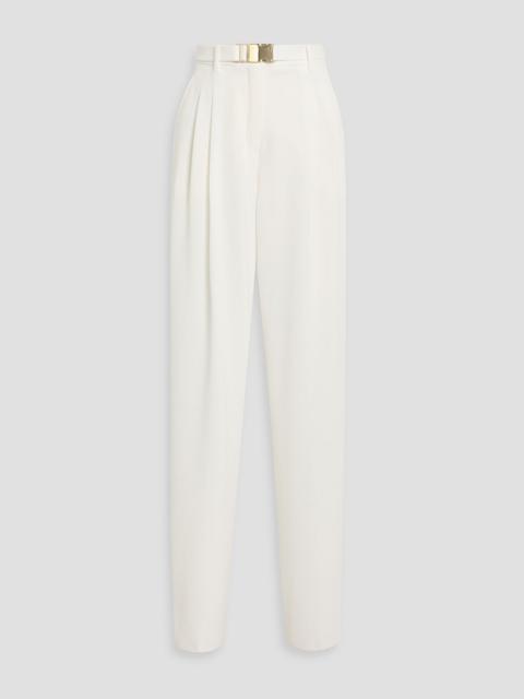 Max Mara Belted pleated crepe tapered pants