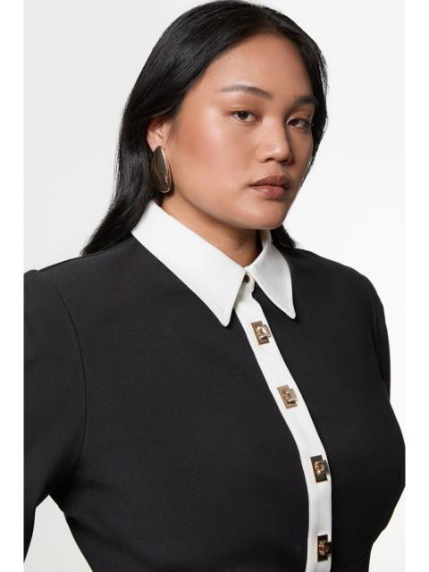 KAREN MILLEN Plus Size Techno Cotton Woven Maxi Dress With Contrast Placket