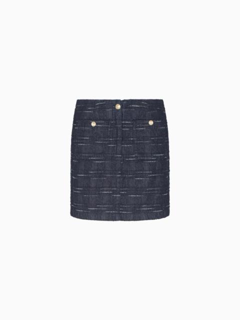 EMPORIO ARMANI JACQUARD DENIM SKIRT WITH CHECK MOTIF