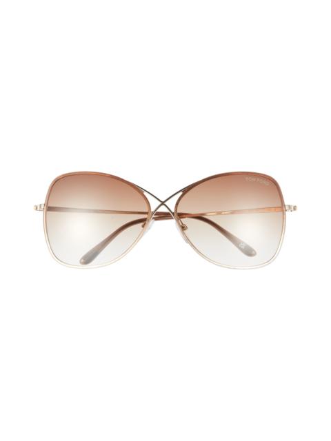 TOM FORD TOM FORD Colette 63mm Oversized Sunglasses in Srgld/brn at Nordstrom