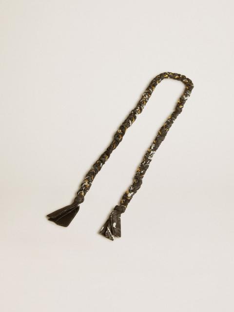 Golden Goose Black braided fabric charm with brass chain