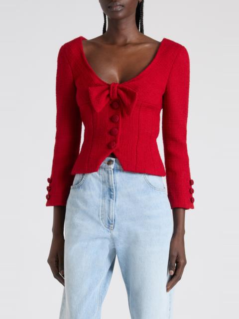 Valentino Valentino Bow Detail Tailored Tweed Jacket at Nordstrom