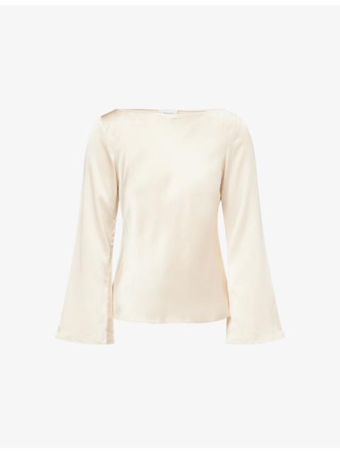 Reformation Marlow Boat-Neck Silk Top