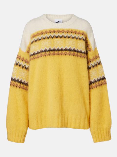 GANNI Fair Isle alpaca and wool-blend intarsia sweater