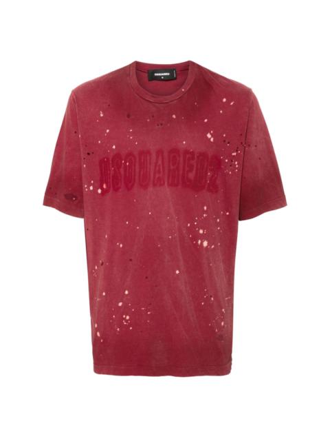 DSQUARED2 logo-print distressed T-shirt
