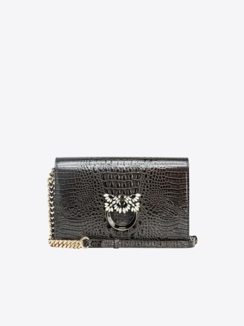 PINKO PINKO GALLERIA CLASSIC LOVE BAG CLICK IN SHINY CROCODILE-PRINT LEATHER