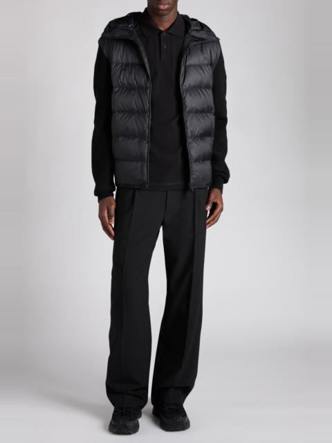 Moncler Moncler Cotton Knit & Down Hooded Cardigan in Black at Nordstrom