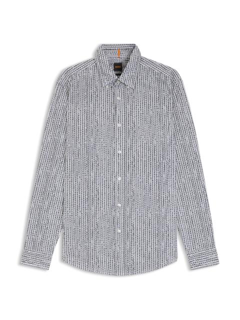 BOSS REGULAR-FIT SHIRT IN PRINTED COTTON VOILE