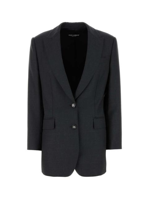 Dolce & Gabbana Dolce & Gabbana Women Graphite Wool Blazer