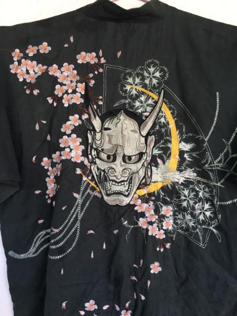 Other Designers Vintage - The Oni Mask Kimono Souvenir Flower Nylon Black Jackets