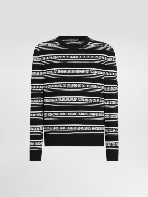 Silk crew-neck pullover with logo