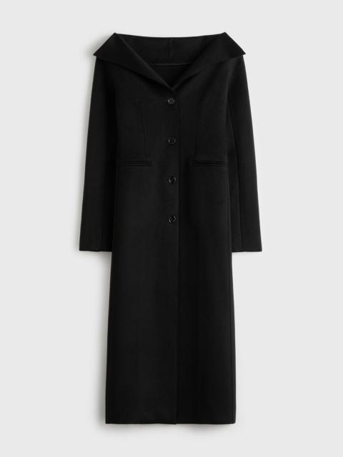 TOTEME Open collar wool coat black