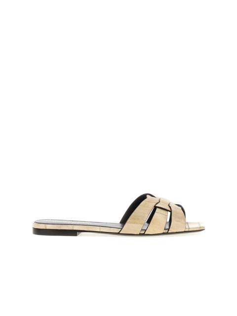 SAINT LAURENT Saint Laurent Tribute Eel Leather Flat Sandals Women