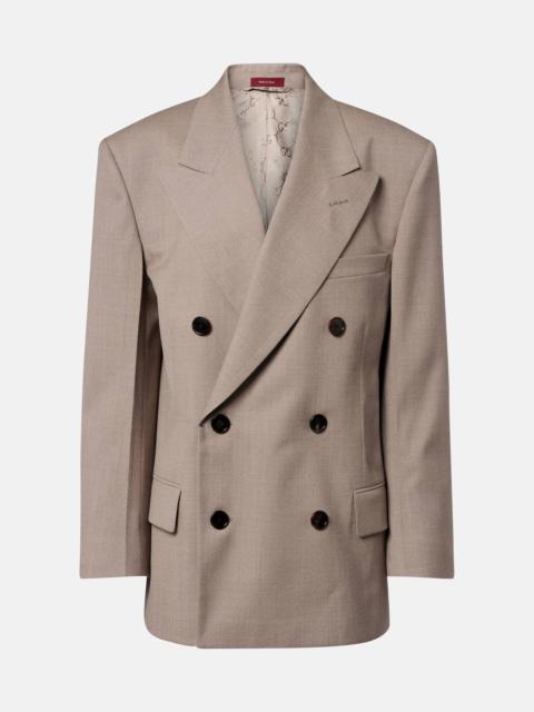 GUCCI Double-breasted wool mouliné blazer
