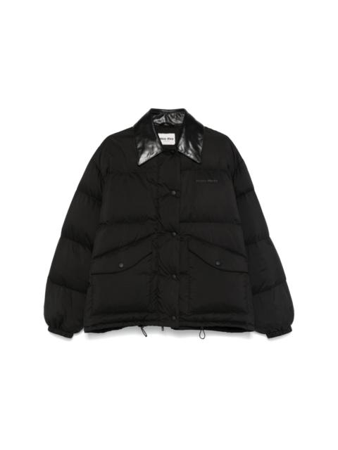 leather-collar puffer jacket