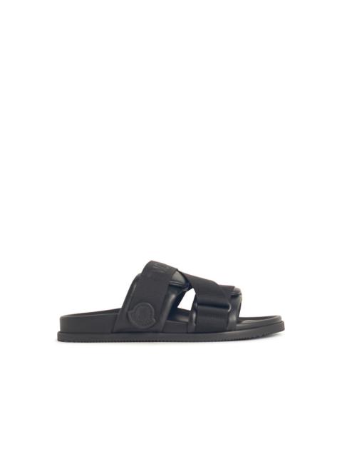 Moncler Black Leather Blend Sandals Men