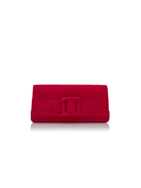 Manolo Blahnik Red Suede Buckle Clutch