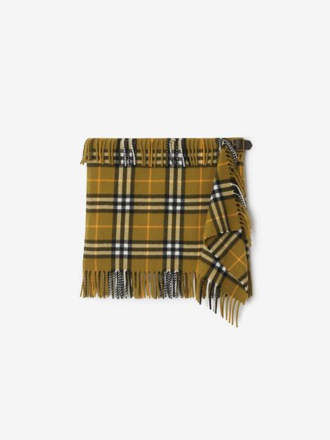 Check Wool Cashmere Scarf Skirt