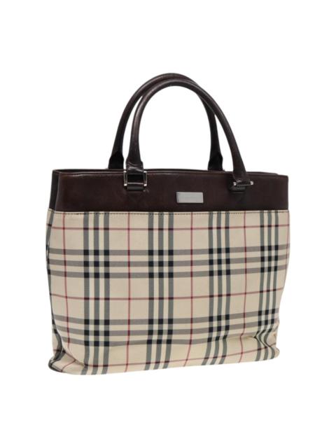 Burberry Burberry Nova Check Hand Bag Canvas Beige Silver