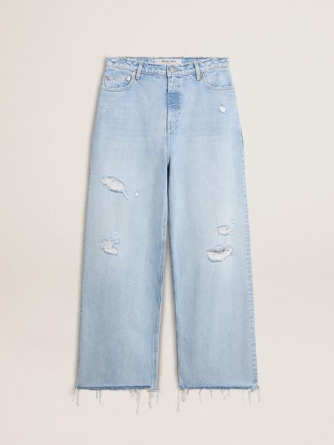 Women's pants in lived-in effect denim