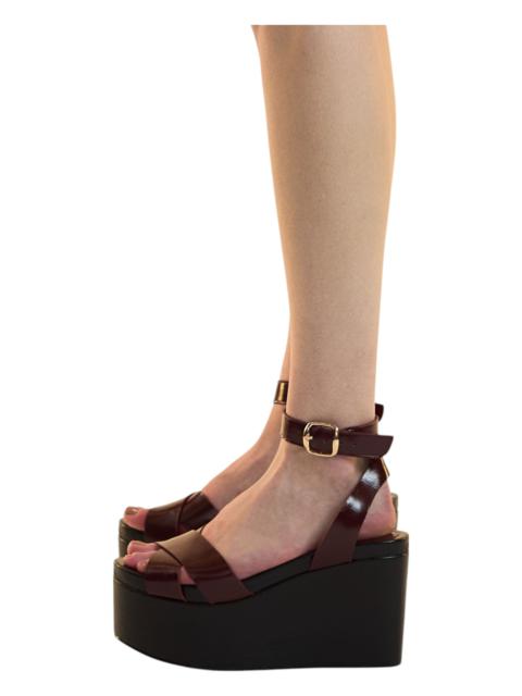 CYNTHIA ROWLEY Cynthia Rowley Lisse Leather Wedge Sandals in Black/burgundy at Nordstrom
