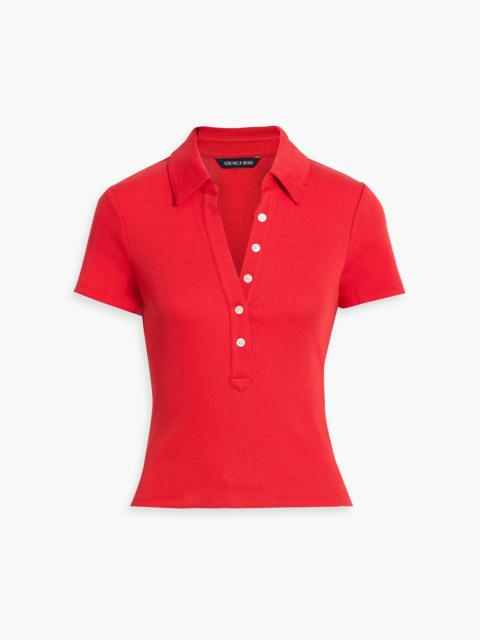 VERONICA BEARD Kearney ribbed Pima cotton-blend polo shirt