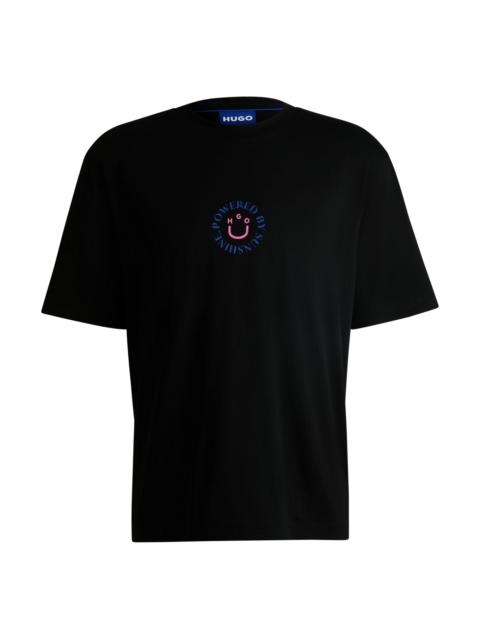 HUGO COTTON-JERSEY T-SHIRT WITH HAPPY HUGO LOGO