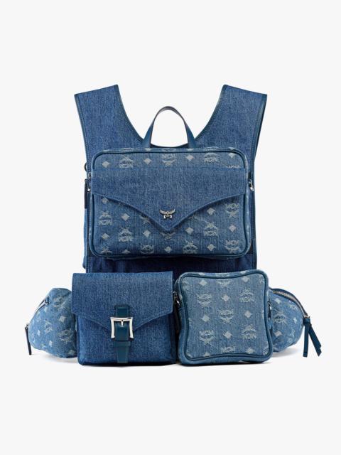 MCM Aren Multi-Backpack in Monogram Denim Jacquard