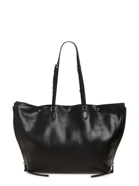 Dolce & Gabbana Dolce&Gabbana Atene Side Zip Leather Shopper in 80999 Nero at Nordstrom