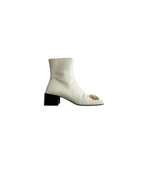 BALENCIAGA [Campaign] Balenciaga White Leather Gold BB Buckle Ankle Boots (EU37) - Brand New