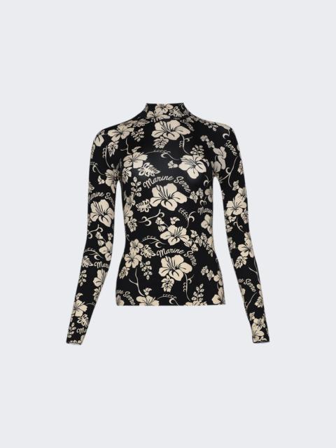Marine Serre High Neck Top Black Floral