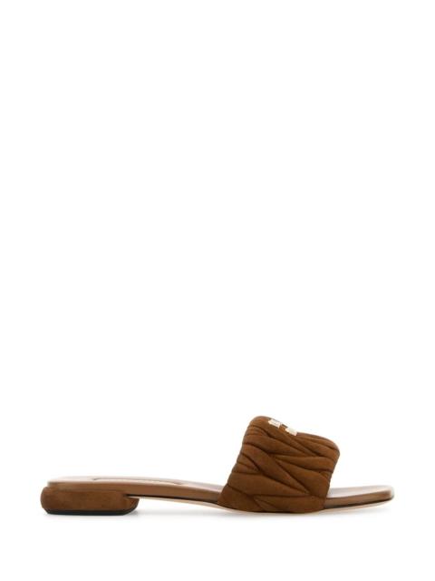 Miu Miu Miu Miu Women Caramel Suede Slippers
