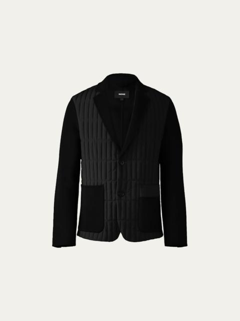 MACKAGE Men's John Vertical Quilted Mixed-Media Blazer