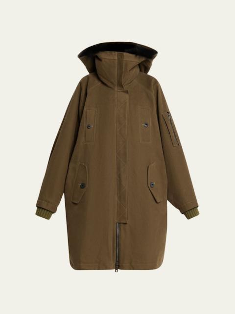 Dolce & Gabbana Lamb Shearling Lined Oversized Hooded Bomber Jacket