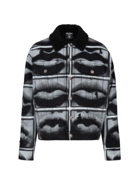 lips-print denim jacket