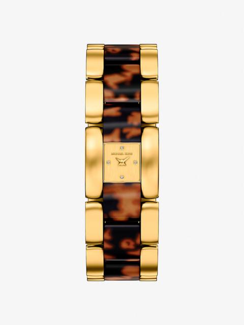 MICHAEL KORS Petite Darrington Gold-Tone and Tortoiseshell Acetate Watch