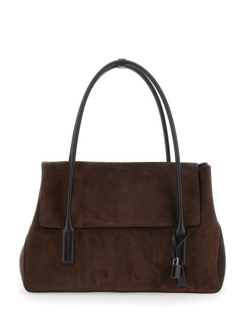 TOM FORD Tom Ford Women Brown Large Shoulder Bag With Padlock Details On The Front In Suede Woman